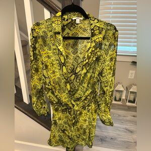 Green Snake Print Women's Top